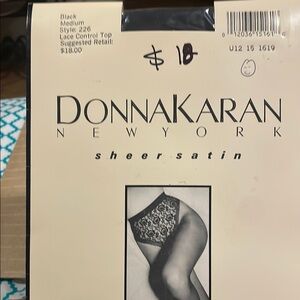 Donna Karan Black Sheer Satin Tights